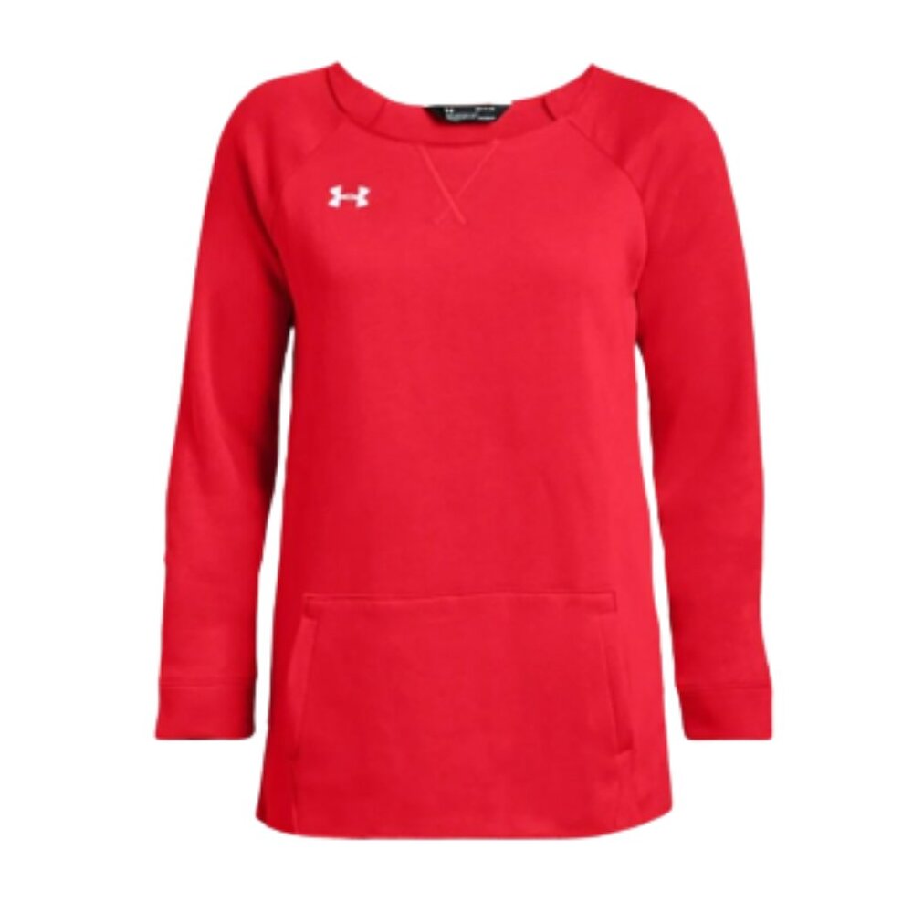 Women's Under Armour Red Hustle Fleece Cut-Off Crewneck Sweatshirt